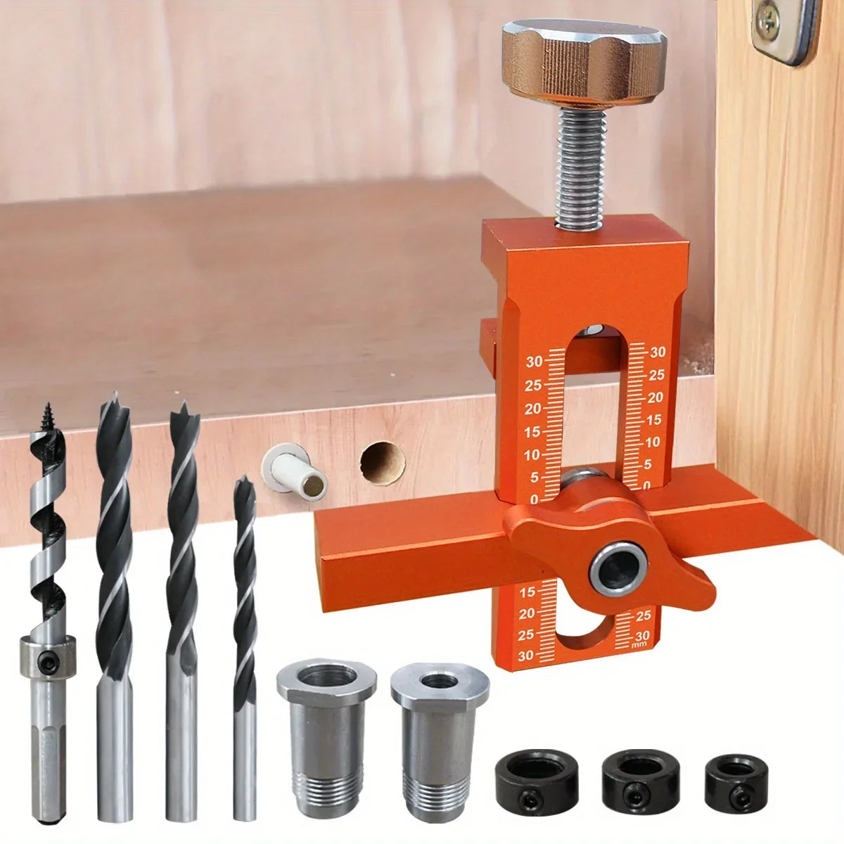 2 in 1 Cabinet Door Installation Positioner,6/8/10Mm Rebounder Punched Mounting Jig Wardrobe Cabinet Door Panel Installation Jig