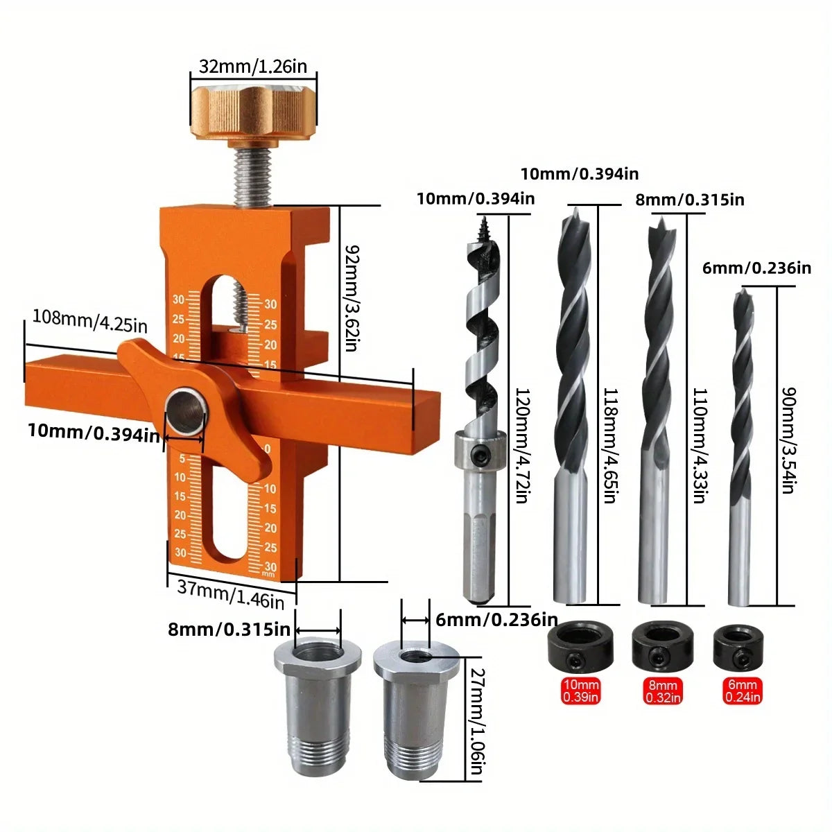 2 in 1 Cabinet Door Installation Positioner,6/8/10Mm Rebounder Punched Mounting Jig Wardrobe Cabinet Door Panel Installation Jig