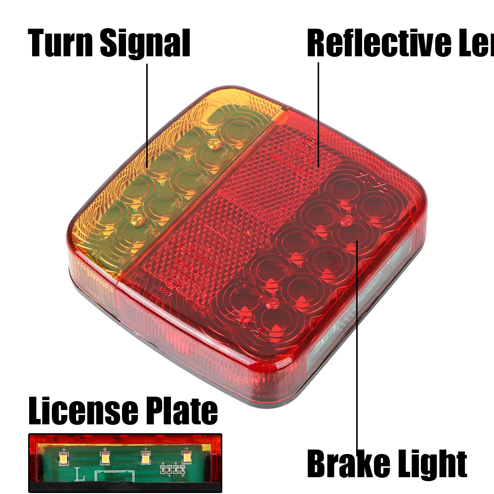 Rechargeable Wireless Reflective Lens Truck Taillights Brake Lights LED Trailer Rear Tail Turn Signal Lamp Caravan Camper Lorry