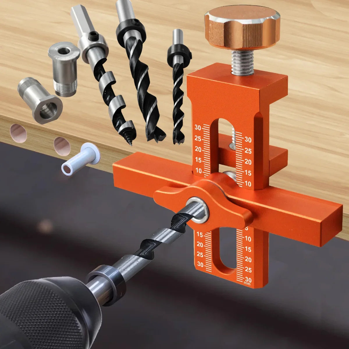 2 in 1 Cabinet Door Installation Positioner,6/8/10Mm Rebounder Punched Mounting Jig Wardrobe Cabinet Door Panel Installation Jig