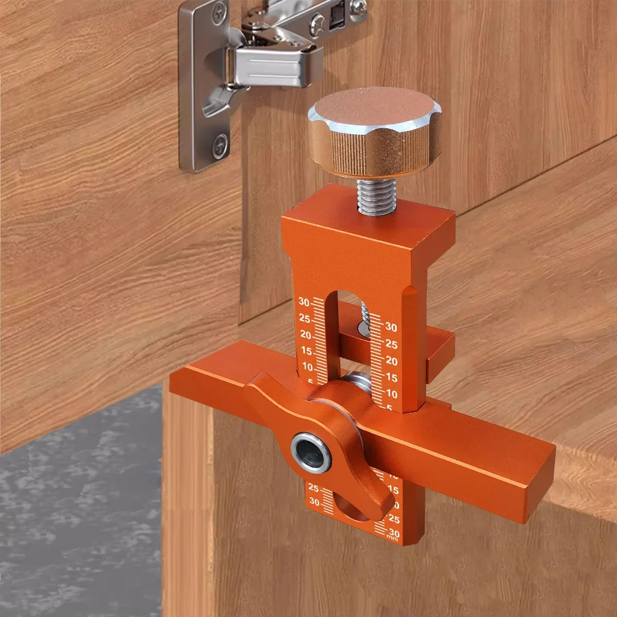 2 in 1 Cabinet Door Installation Positioner,6/8/10Mm Rebounder Punched Mounting Jig Wardrobe Cabinet Door Panel Installation Jig